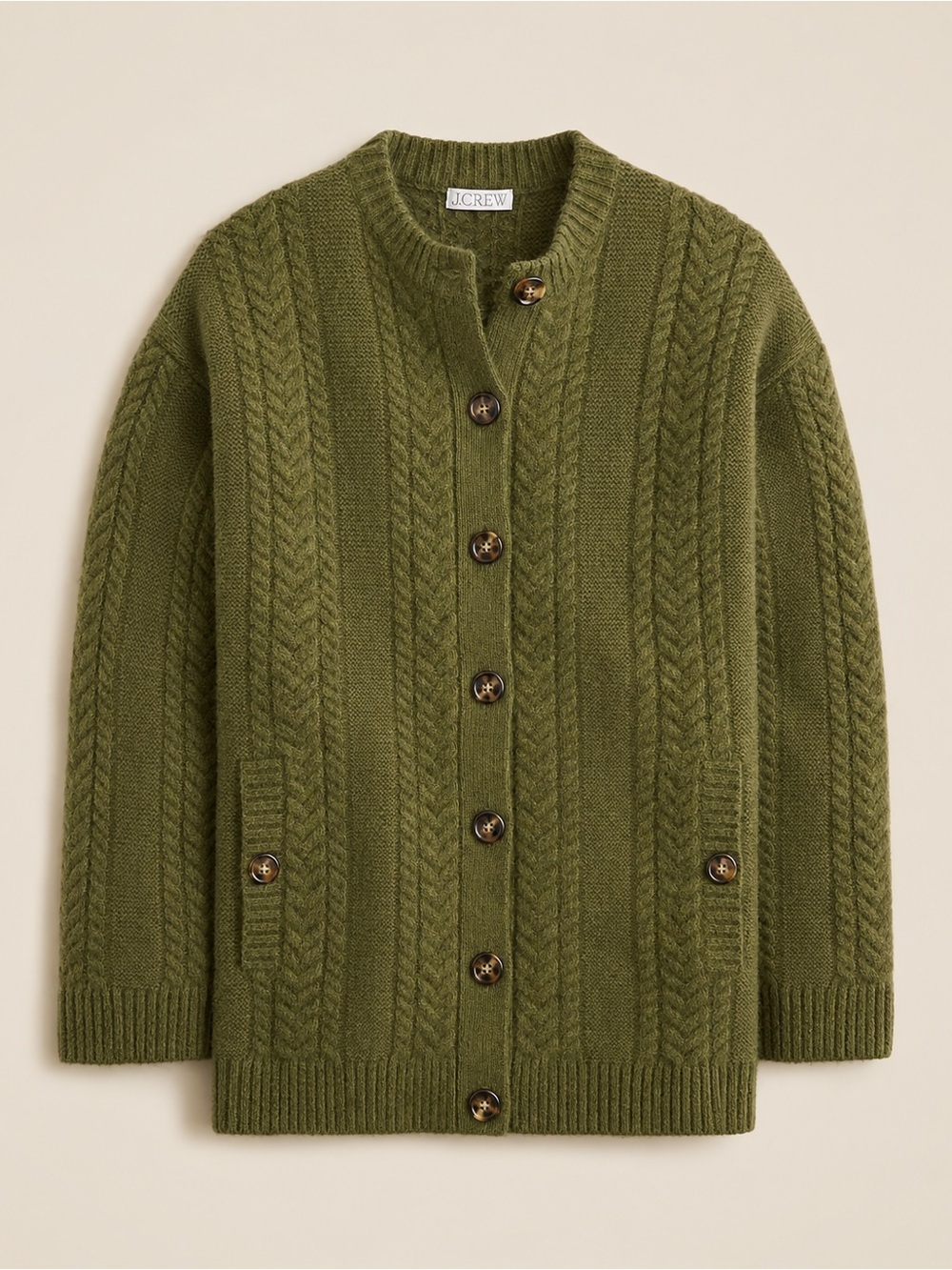 J. Crew Relaxed Cable-Knit Cardigan - Merino Wool Alpaca Blend